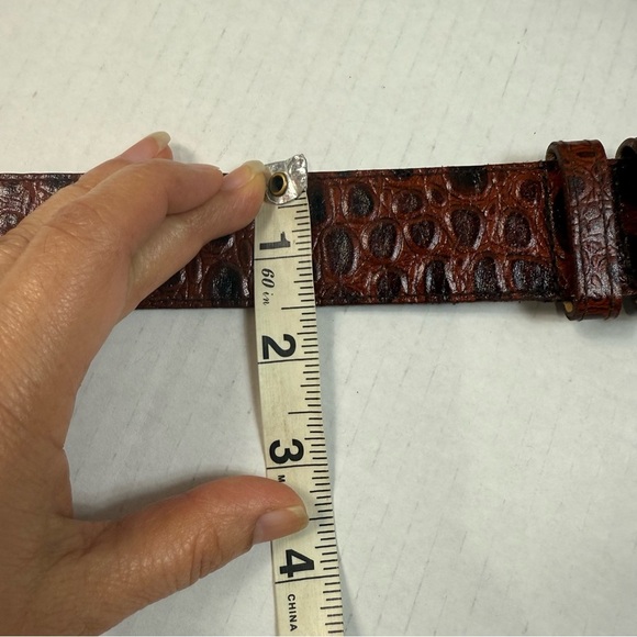 Vintage Moods by Kronos Brown Leather Belt with Brass Buckle Size Medium - Picture 7 of 9